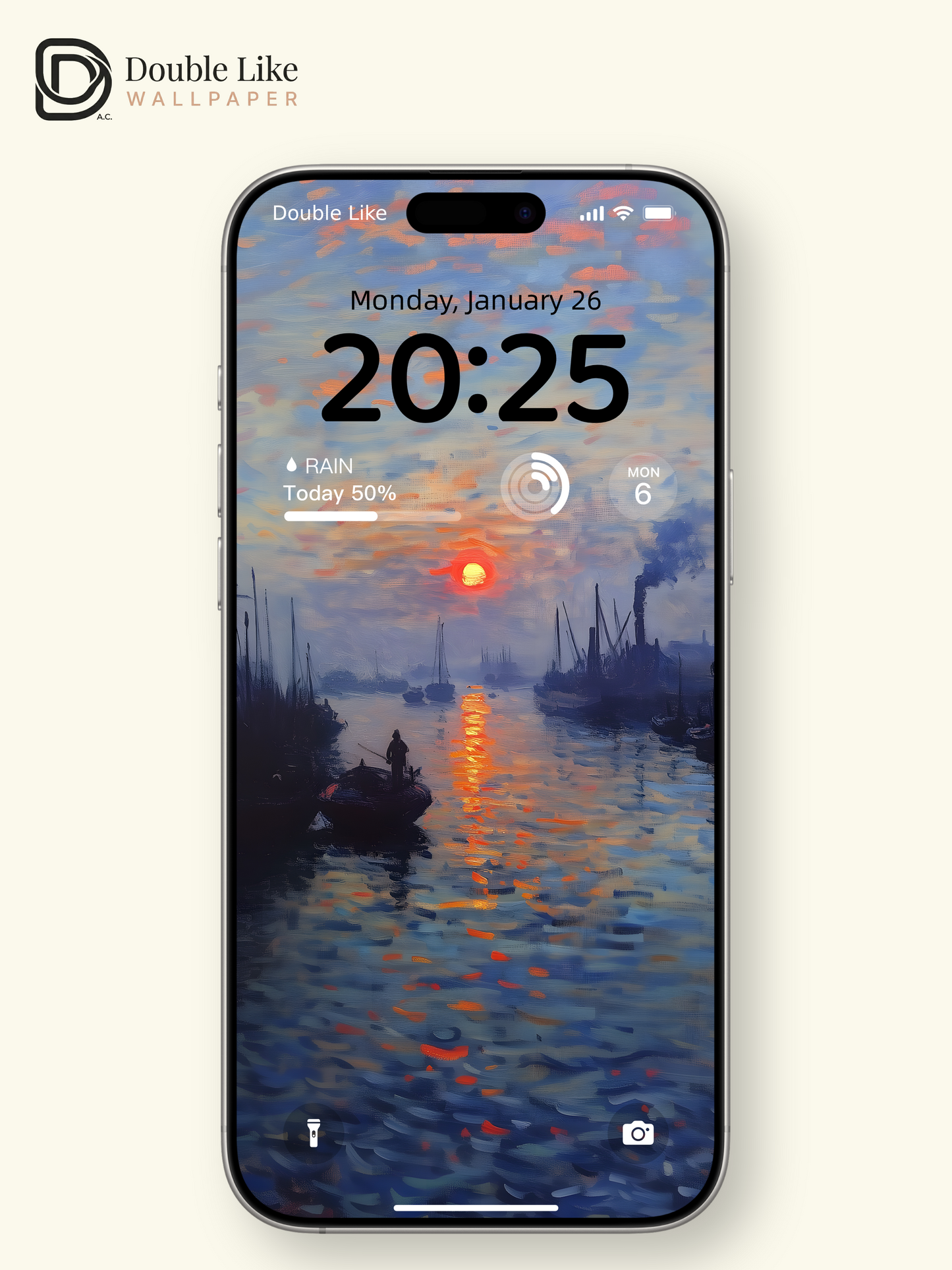 Product Name: Lonely Port Sunset Monet Style Full Set Landscape Wallpapers [#ZMY500]