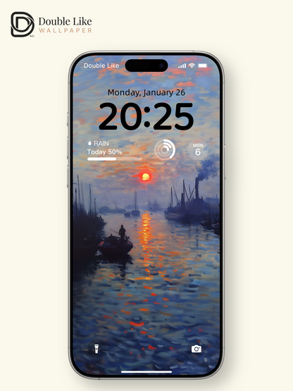 Product Name: Lonely Port Sunset Monet Style Full Set Landscape Wallpapers [#ZMY500]