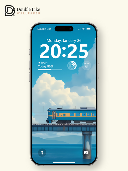 Blue Sea Coastal Train Summer Clouds Anime Aesthetic Wallpaper Pack [#WGF021]