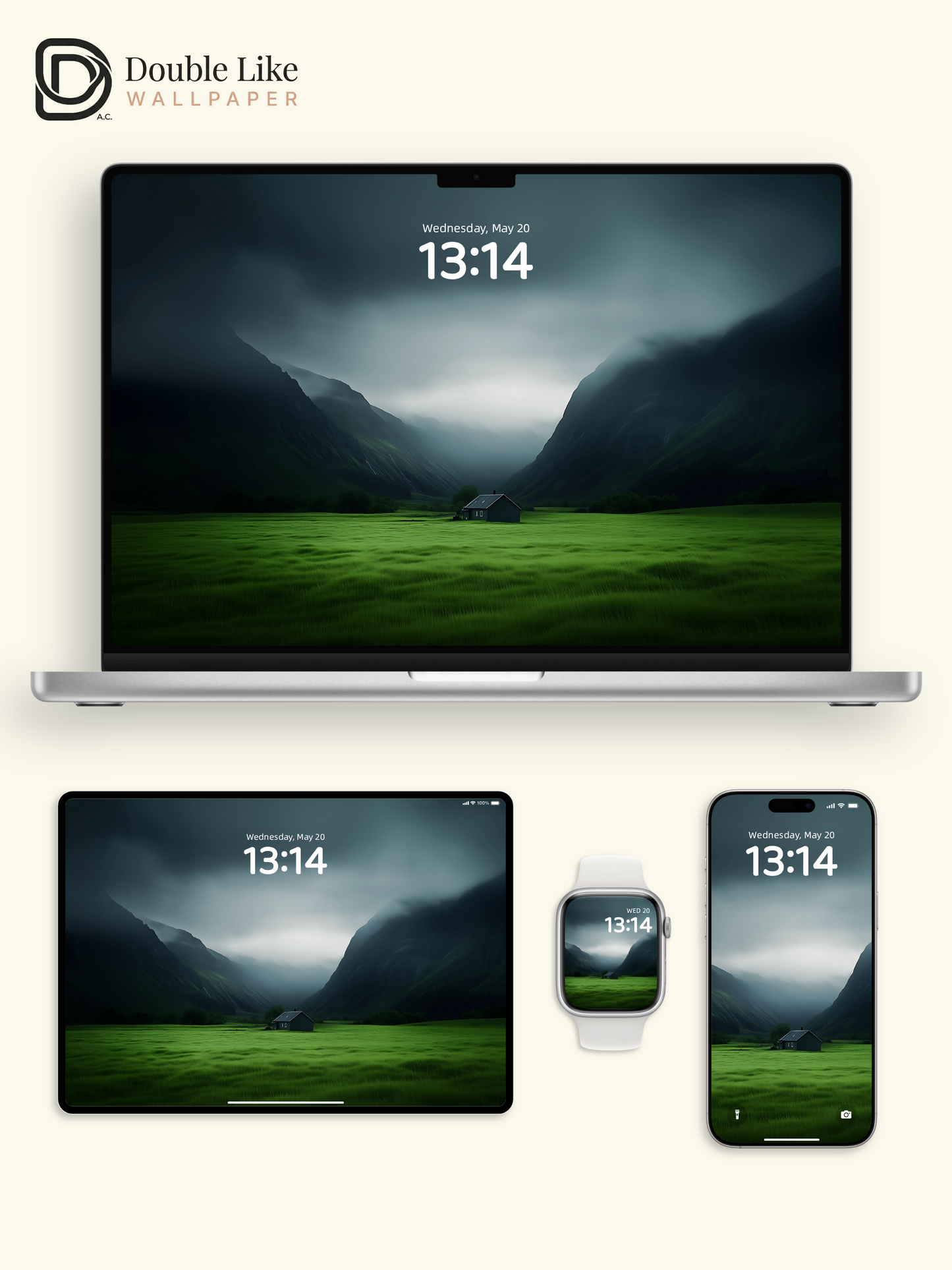 Lonely Cabin in Misty Mountains Dark Aesthetic Wallpaper Pack [#ZJY401]