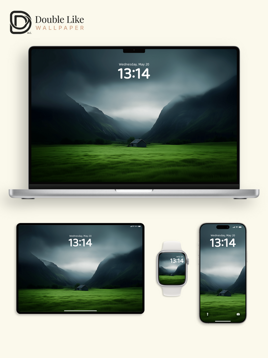 Lonely Cabin in Misty Mountains Dark Aesthetic Wallpaper Pack [#ZJY401]