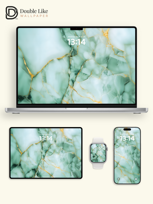 Luxury Emerald Jade Green Gold Vein Marble Texture Aesthetic Wallpaper Pack [#ZMY039]