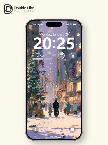 Cozy Christmas Snowy Town Anime Inspired Aesthetic Wallpaper Pack [#WGF065]