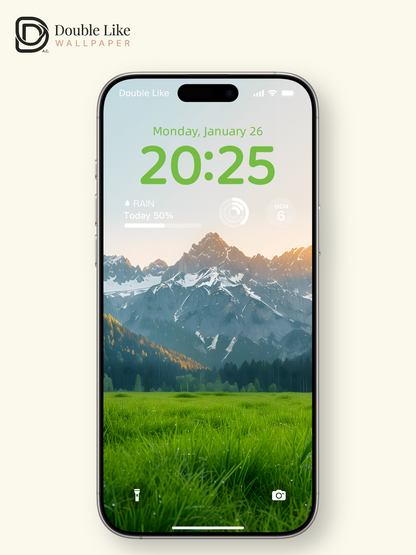 Healing Green Grassland Sunrise Mountain Lock Screen Wallpaper Pack [#ZJYX0186]