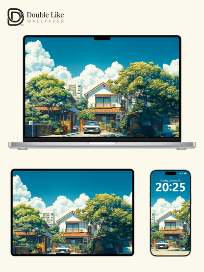 Summer Japanese Suburban Neighborhood Anime Aesthetic Wallpaper Pack [#WGF111]