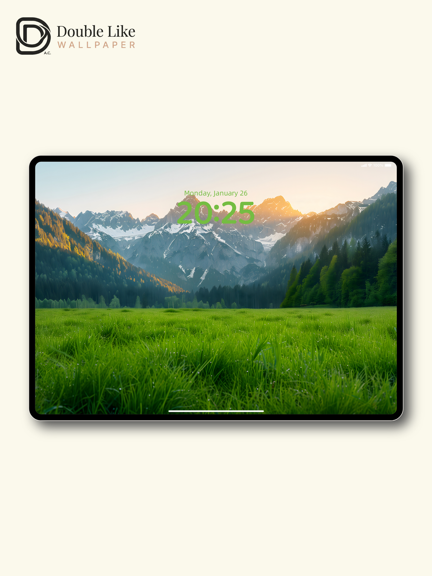 Healing Green Grassland Sunrise Mountain Lock Screen Wallpaper Pack [#ZJYX0186]