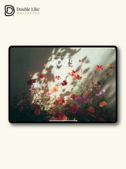 Ambient Floral Shadows White Wall Minimalist Lock Screen Wallpaper Pack [#ZJYX0797]
