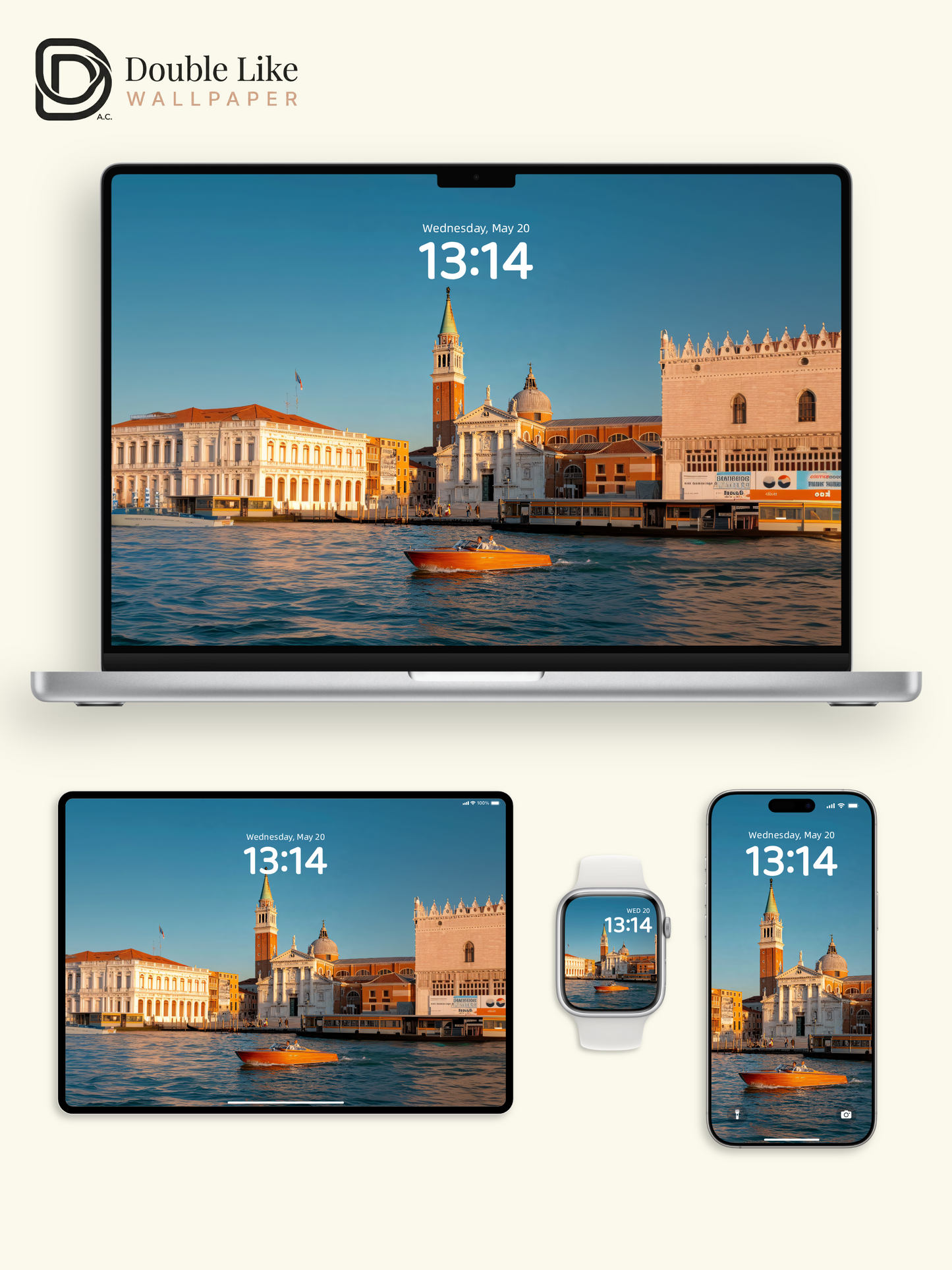 Venice Grand Canal Golden Hour Speedboat Aesthetic Wallpaper Pack [#JJ1381]