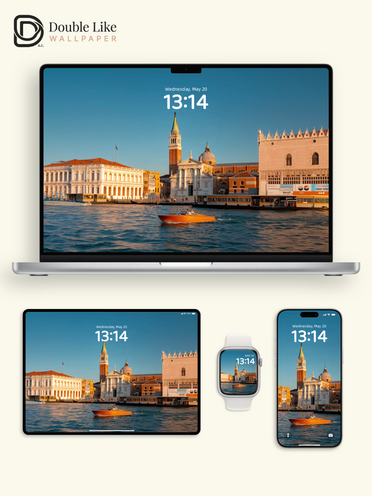 Venice Grand Canal Golden Hour Speedboat Aesthetic Wallpaper Pack [#JJ1381]