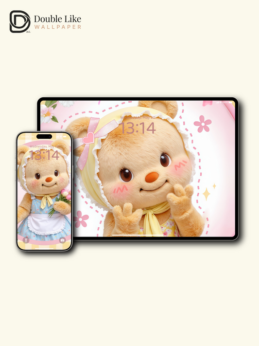Butter Bear's Daisy Garden Letter | Cozy Healing Wallpaper Pack [#JJ132]