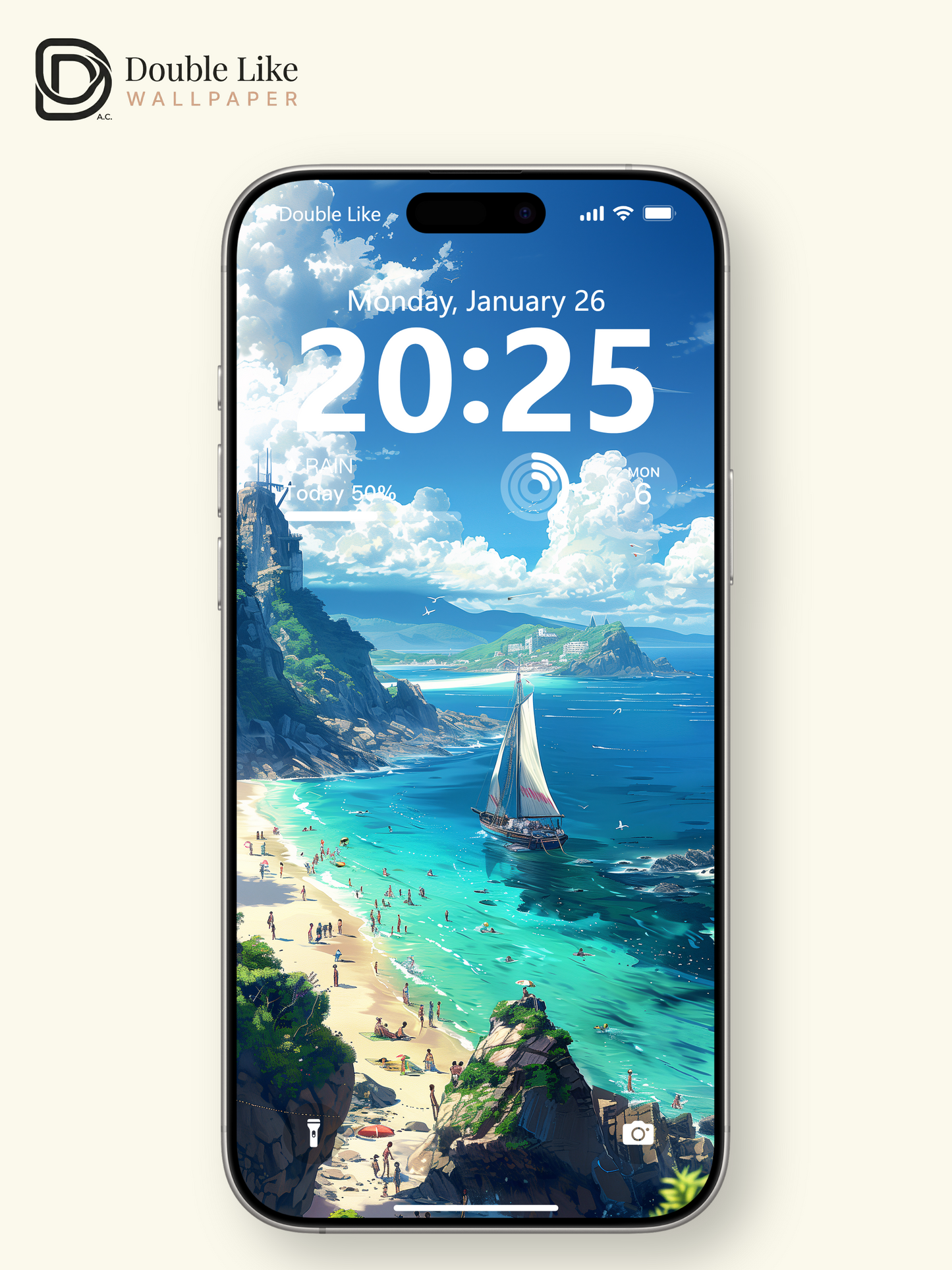 Coastal Beach Sailboat Summer Clouds Anime Aesthetic Wallpaper Pack [#WGF037]