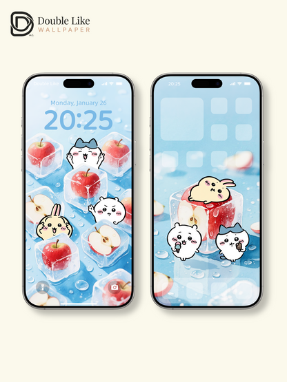 Icy Apple Summer – Kawaii Cool Down Wallpaper Set [#CKW455]