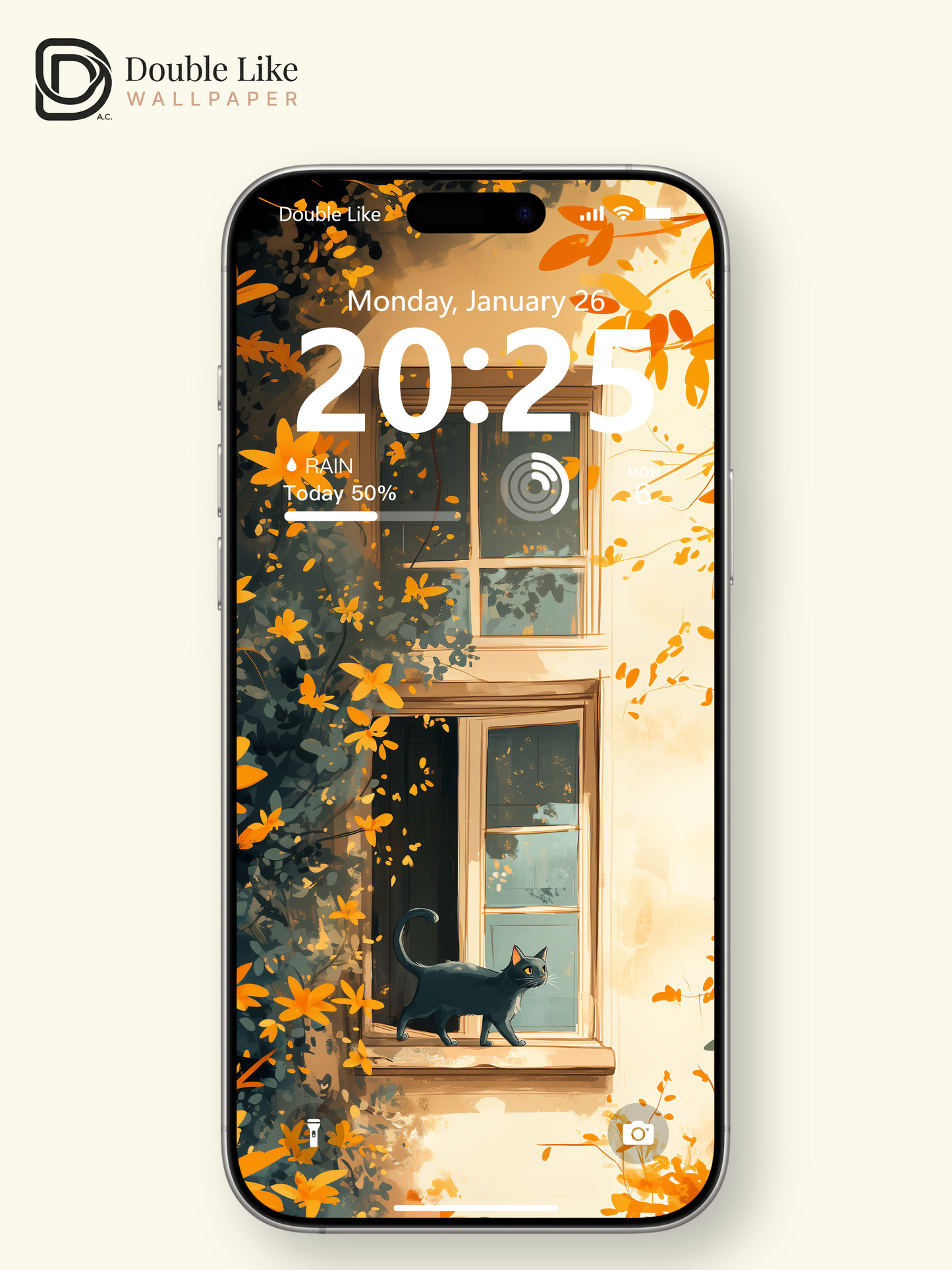 Cozy Window Black Cat Warm Afternoon Illustration Wallpaper Pack [#WGF083]