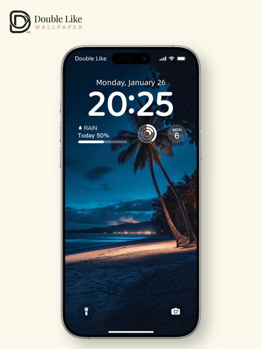 Romantic Night Beach Palm Trees Aesthetic Wallpaper Pack [#ZJY633]