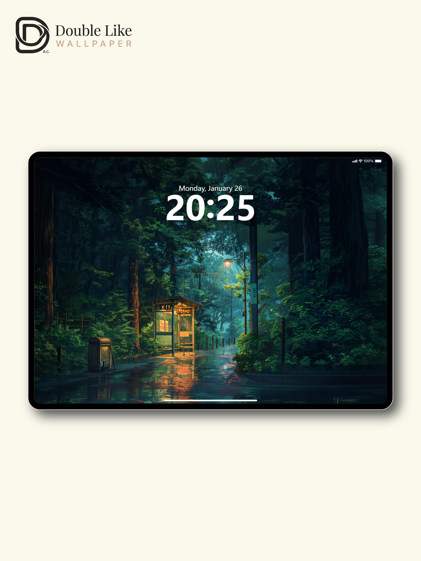 Rainy Forest Phone Booth Japanese Anime Cozy Wallpaper Pack [#WGF052]