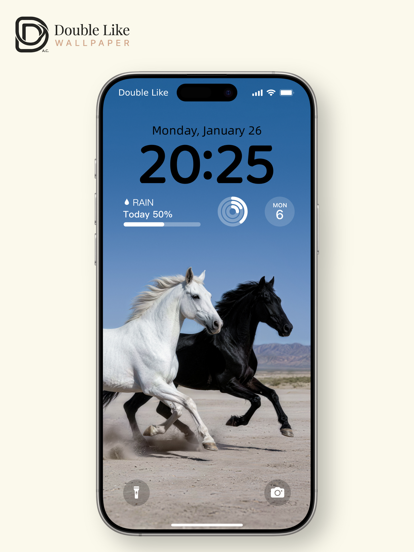 Black & White Wild Horses Inspirational Live Wallpaper Bundle [#LFHL30103]