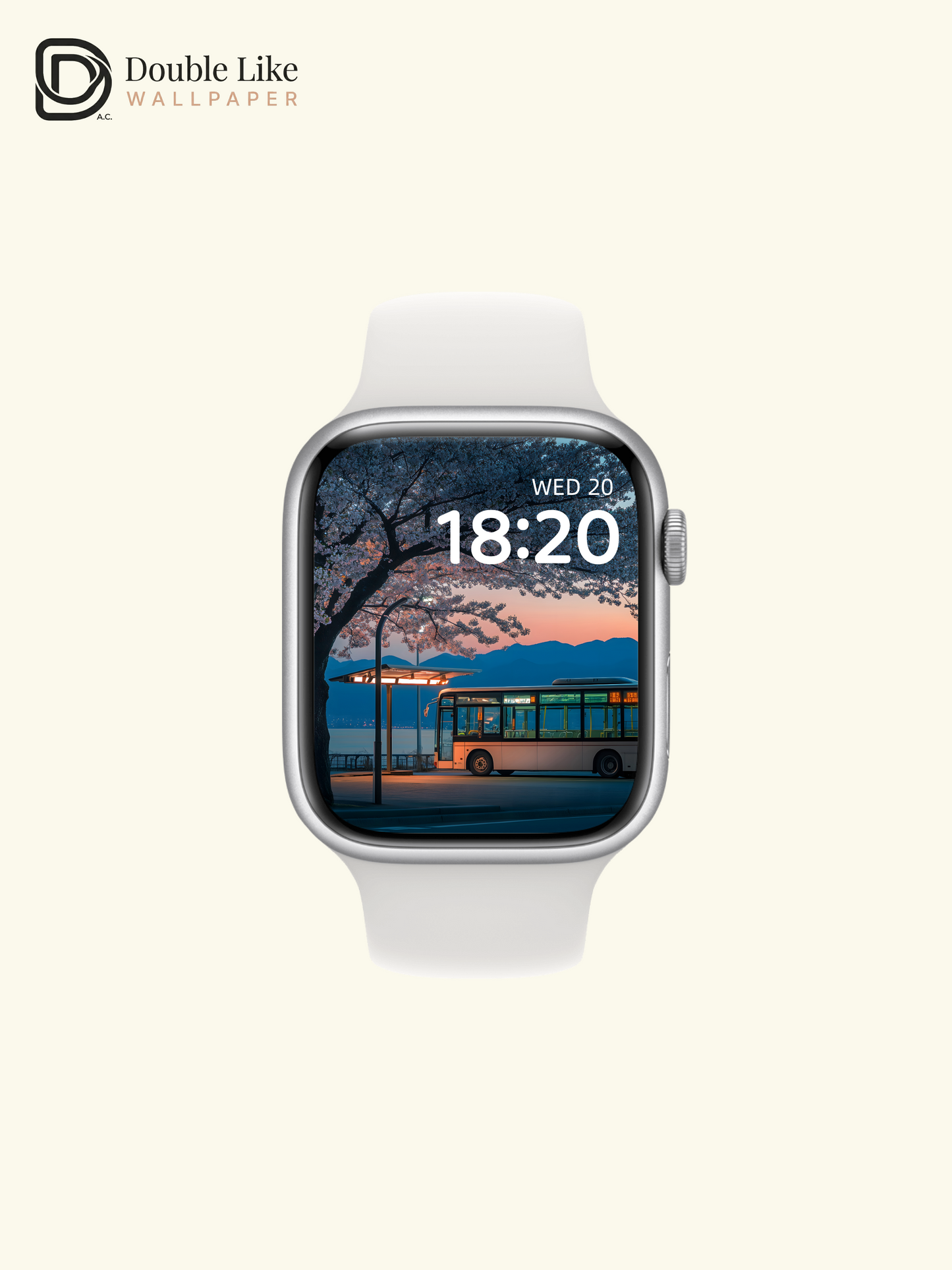 Spring Cherry Blossom Bus Stop Twilight Landscape Wallpaper Pack [#ZJYX0452]