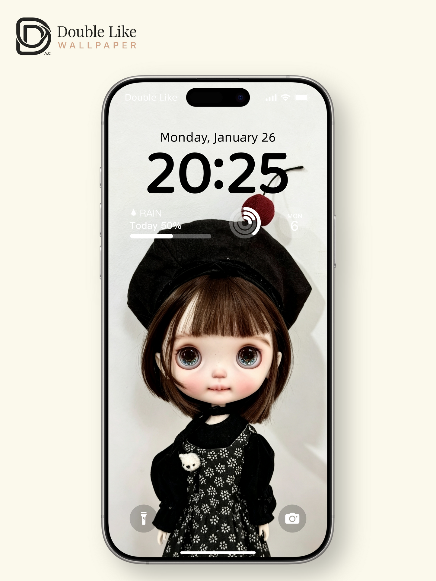 Healing Dark Coquette Blythe Doll Black Beret Cherry Aesthetic Wallpaper [#HWWs013]