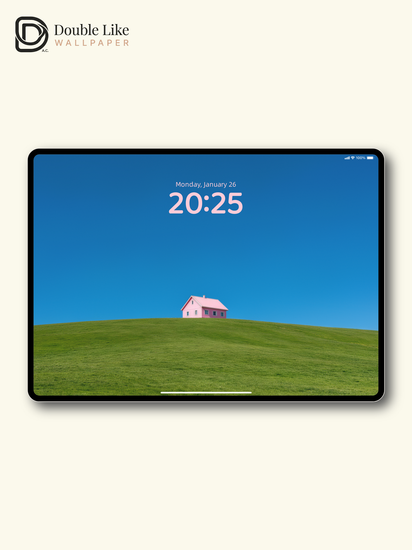 Minimalist Pink House on Green Hill Aesthetic Wallpaper Pack [#LFHL30605]