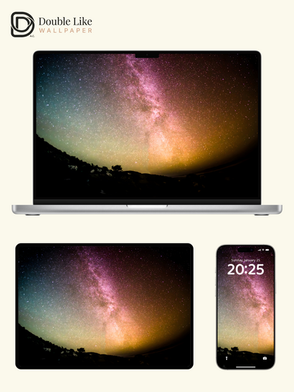 Milky Way Night Sky Dreamy Landscape Wallpaper [#ZJYX0064]