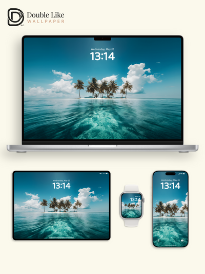 Tropical Island Palm Trees Beach Aesthetic Wallpaper Pack [#ZJY468]