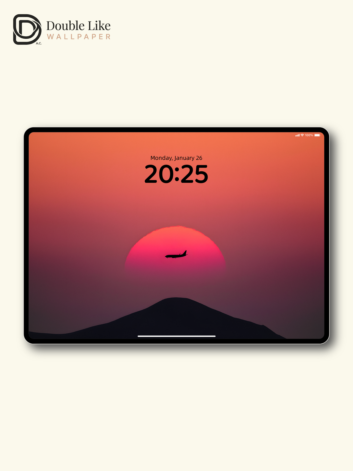 Sunset Airplane Mountain Minimal Vibe Full Wallpaper Set [#ZMY468]