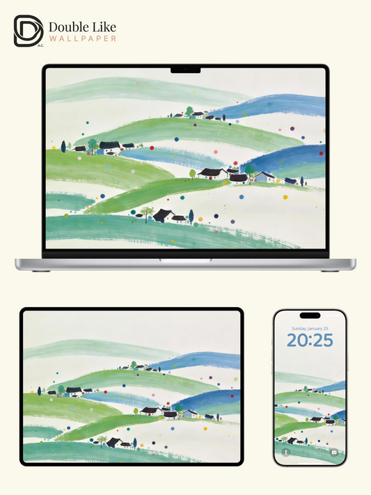 Green Hills Jiangnan Healing Minimalist Landscape Wallpaper Pack [#LFHL30422]