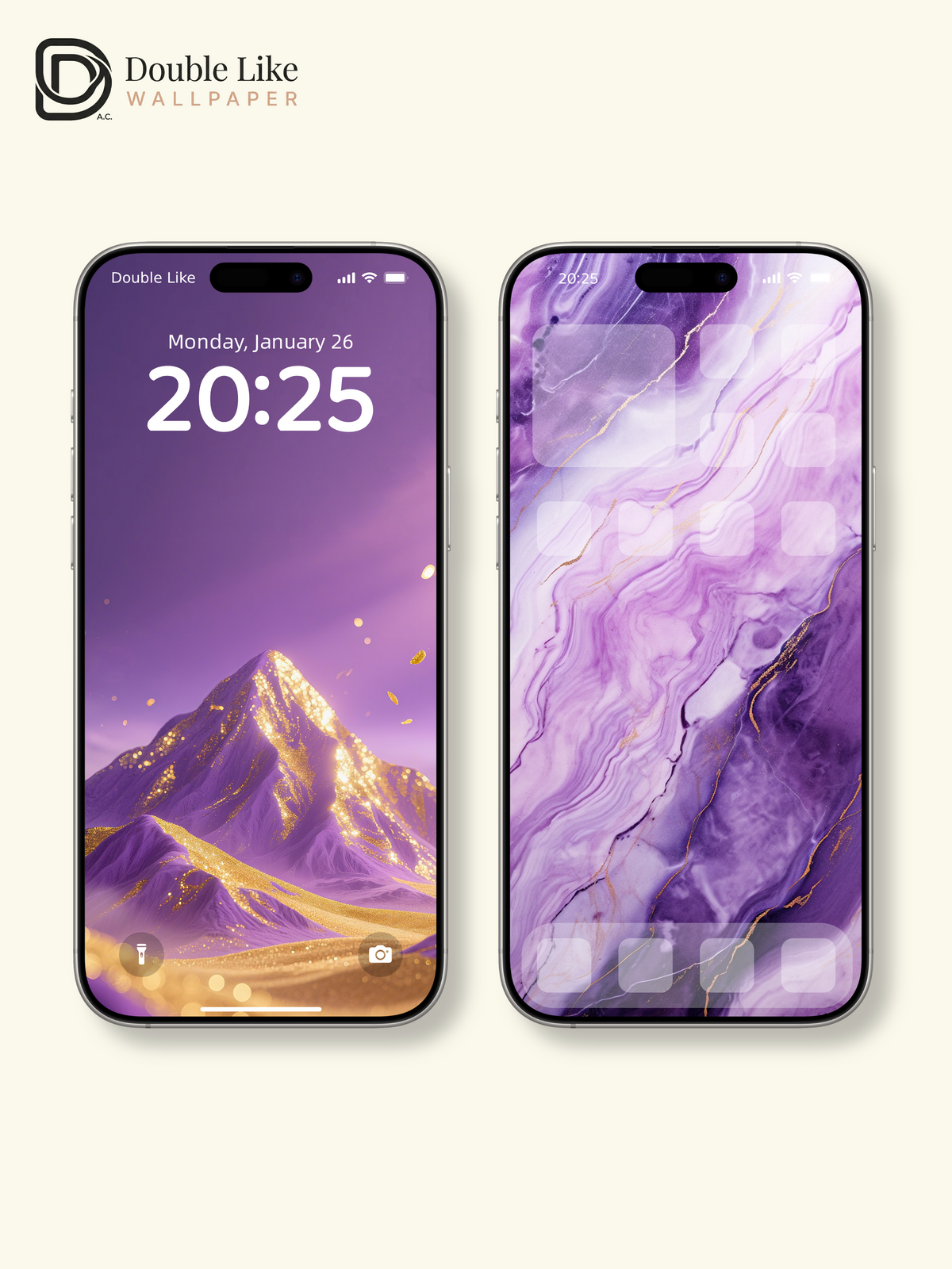 Purple Gold Foil Mountain Peak Fluid Marble Aesthetic Wallpaper Pack [#ZMY247]