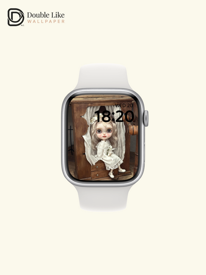 Healing Vintage Blythe Doll In Wooden Cabinet Aesthetic Wallpaper [#HWWs009]