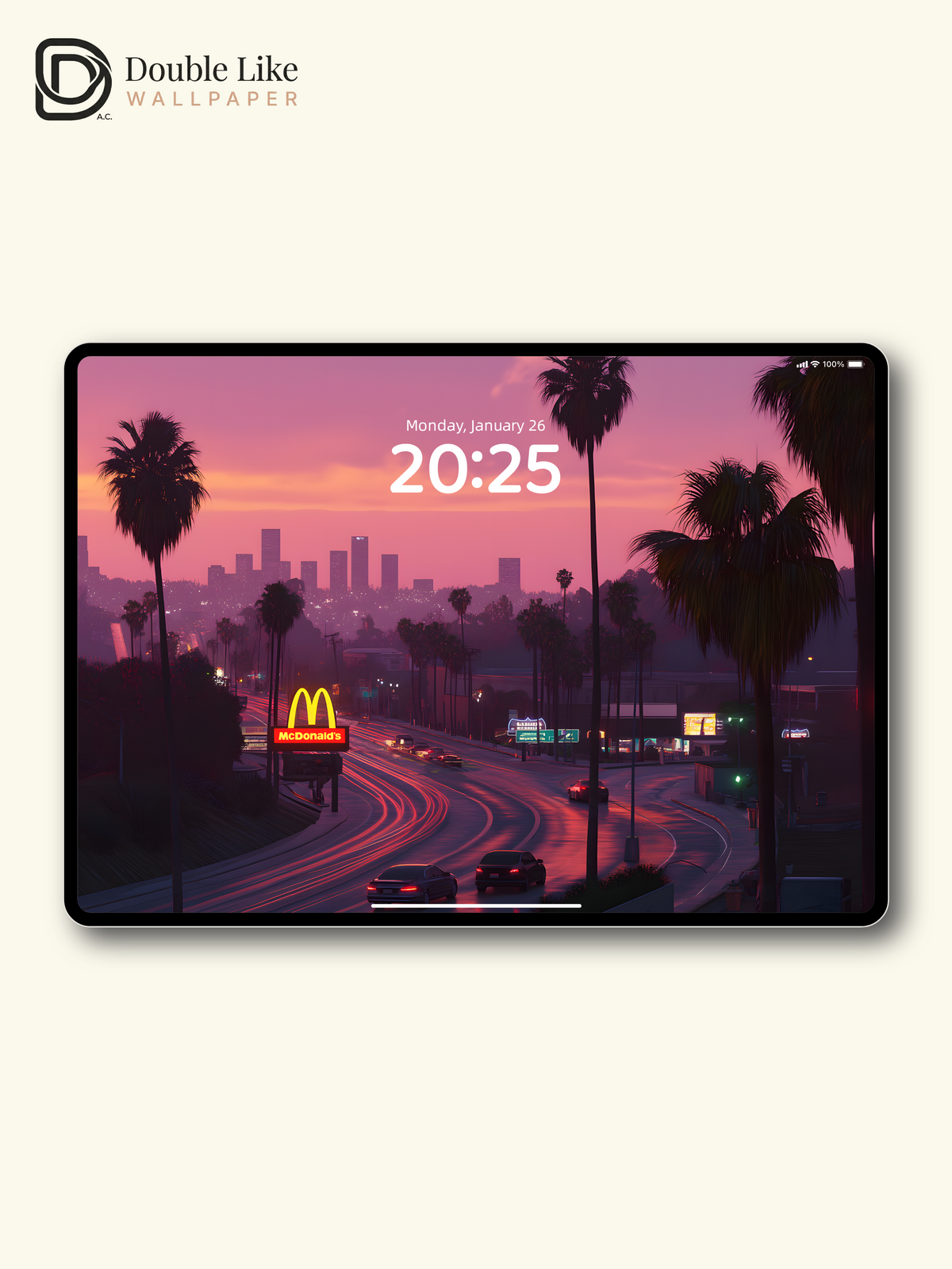 Cyberpunk Sunset Cityscape Palm Trees Aesthetic Wallpaper Pack [#ZJY132]