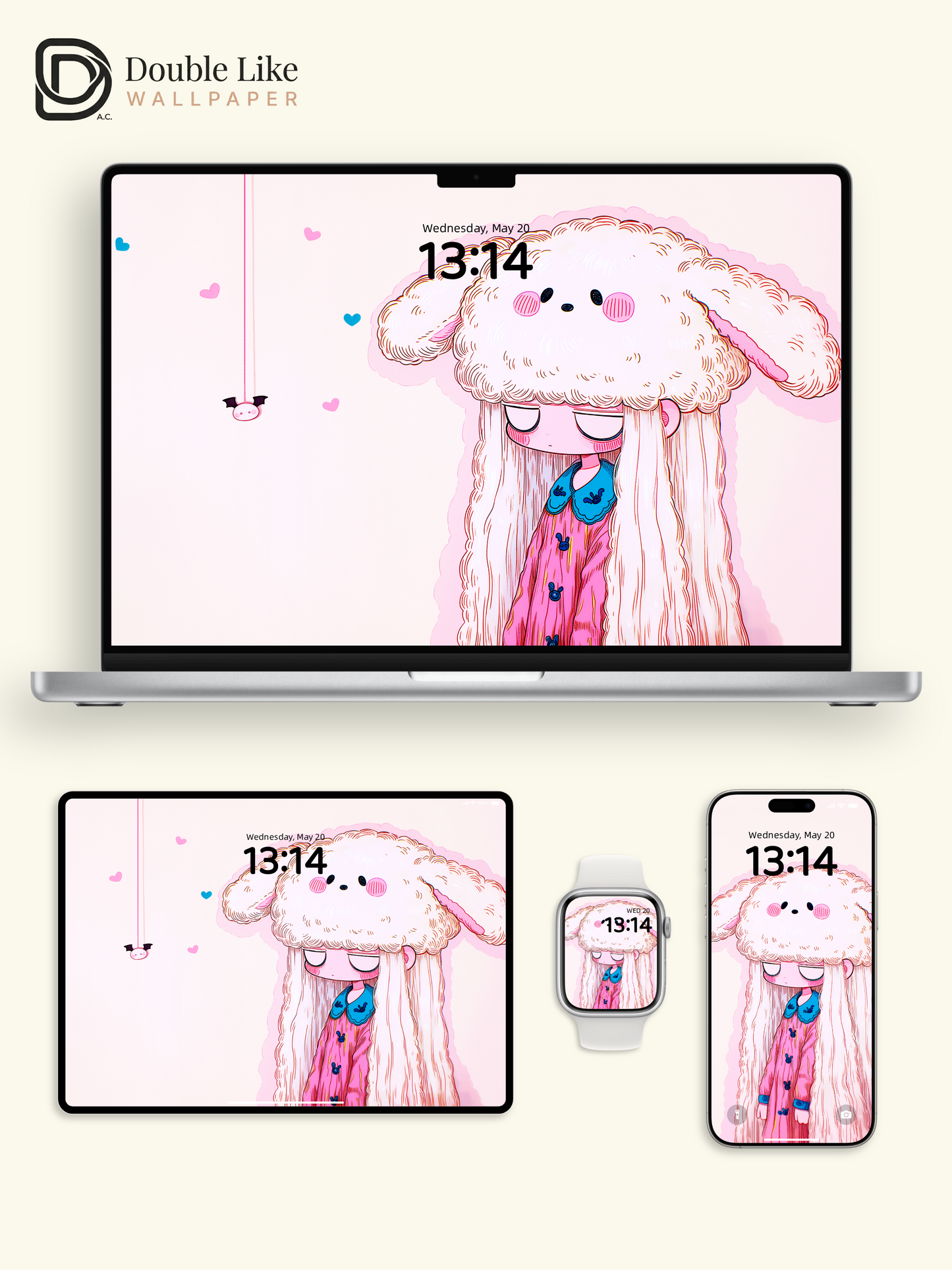 Kawaii Sad Anime Girl Fluffy Sheep Beanie Wallpaper [#HW1472]
