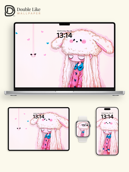 Kawaii Sad Anime Girl Fluffy Sheep Beanie Wallpaper [#HW1472]