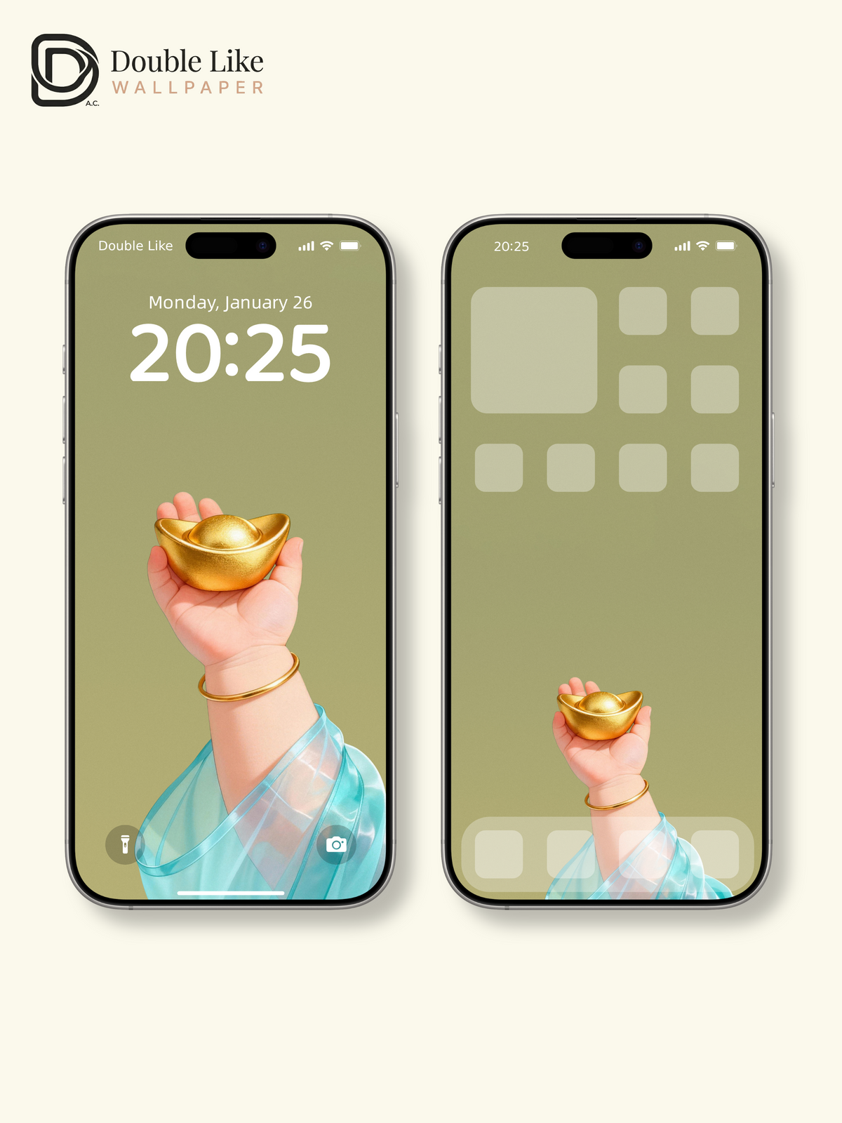 Golden Ingot in Chubby Hand Minimalist Aesthetic Wallpaper Pack [#JJ230908]
