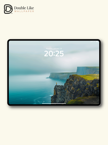 Misty Coastal Cliffs & Solitary Traveler Nature Wallpaper Pack [#JJ1414]