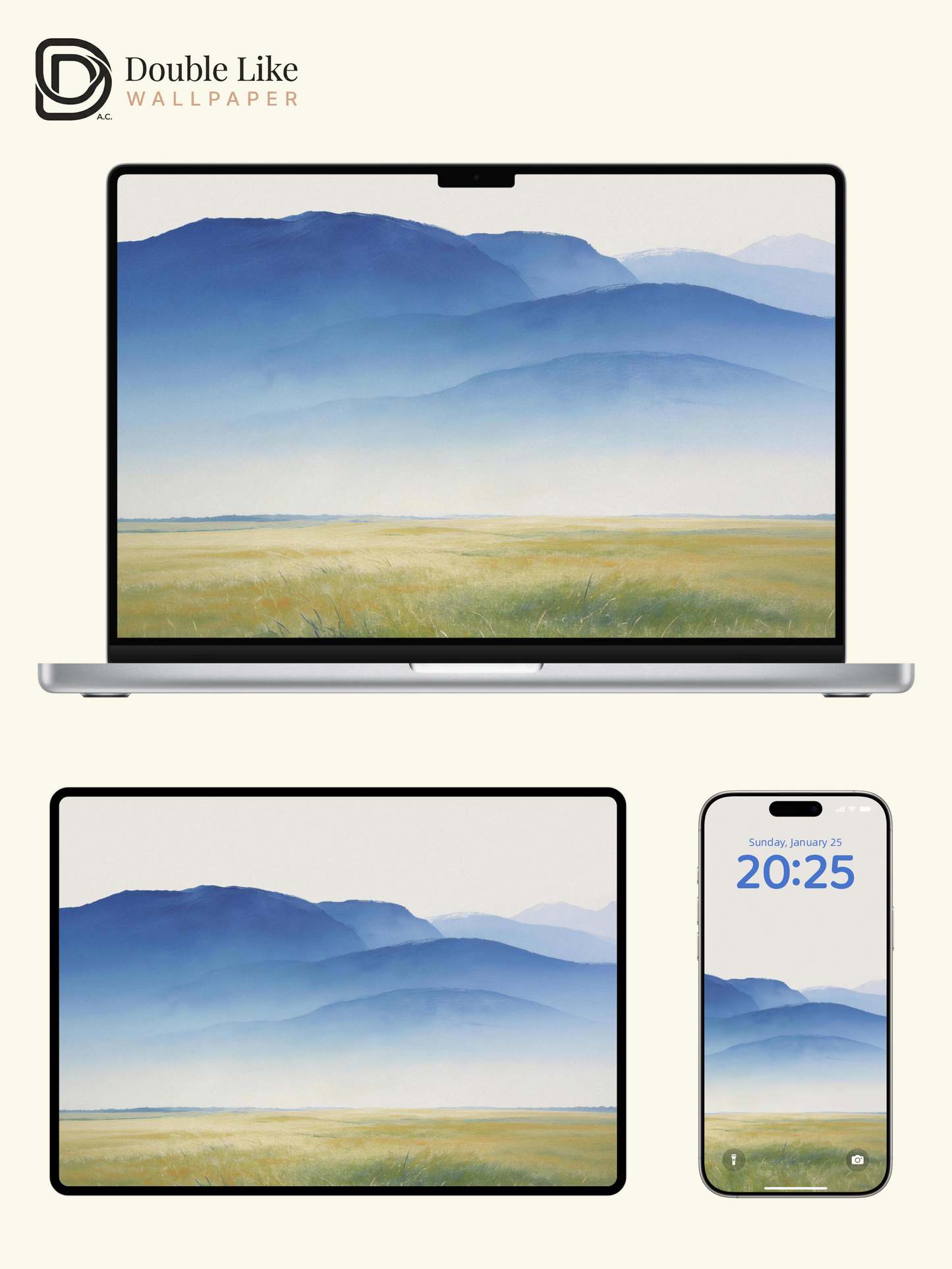 Misty Layered Mountain Plain Minimal Calming Landscape Wallpaper Pack [#LFHL30408]