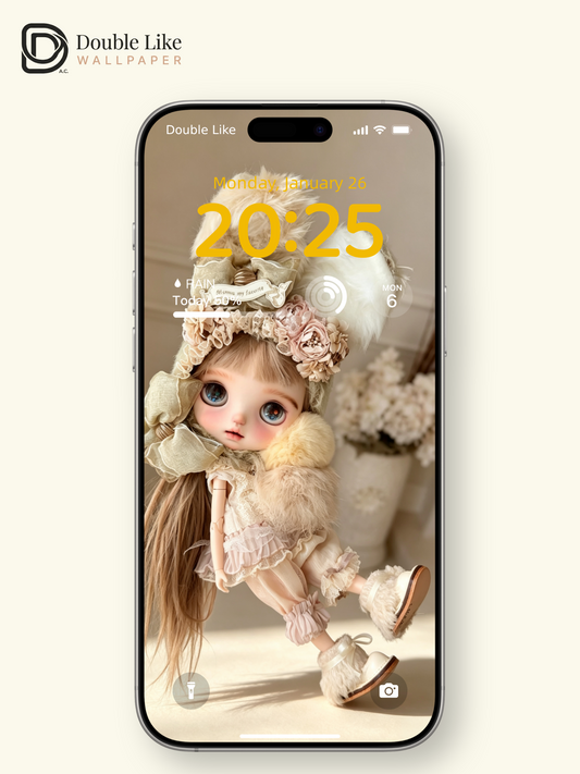 Vintage Bunny Ear Blythe Doll Cream Beige Dreamy Aesthetic Wallpaper [#HWWs004]