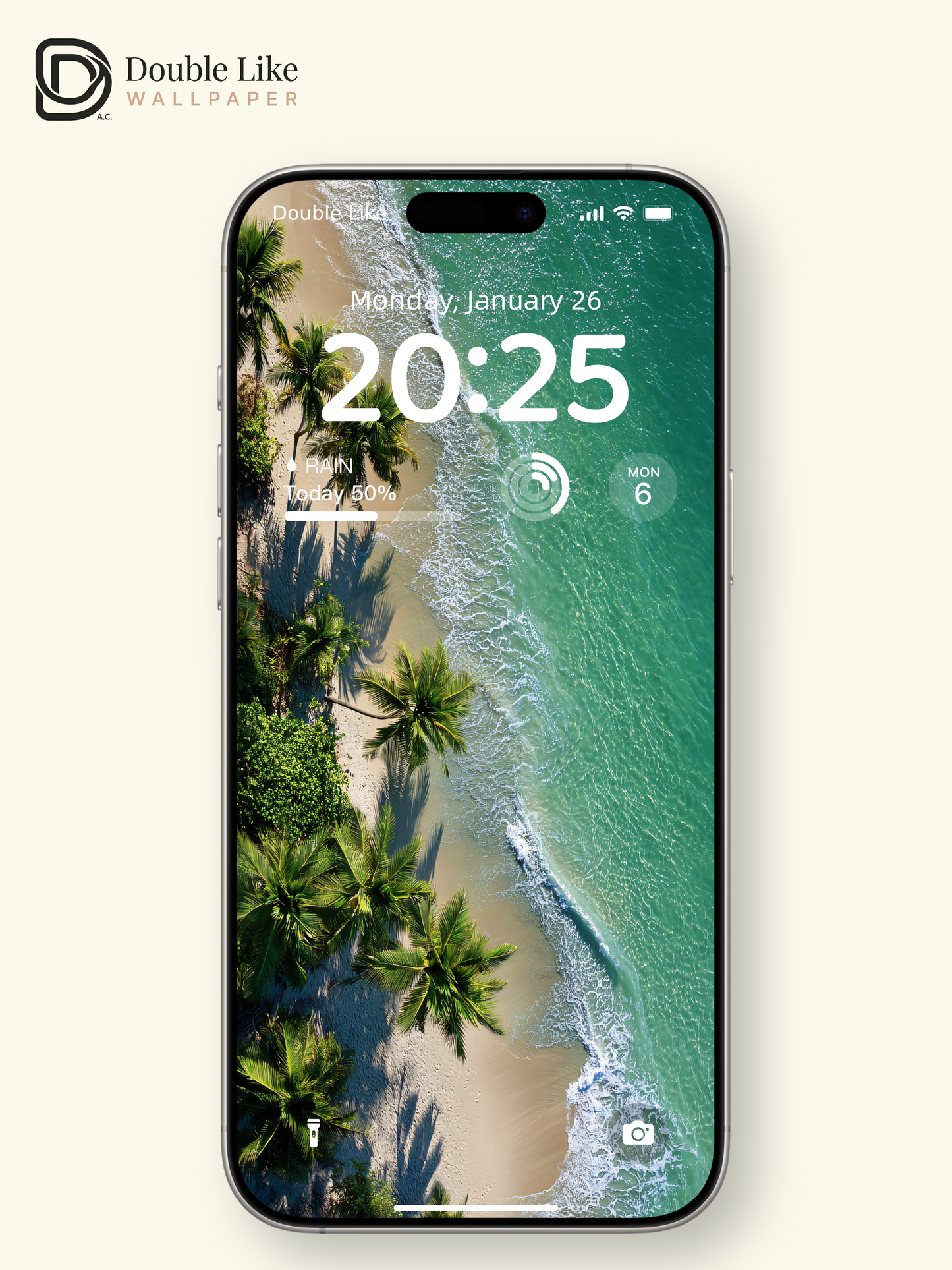 Aerial Tropical Beach Palm Trees Ocean Landscape Wallpaper Pack [#JJ1345]