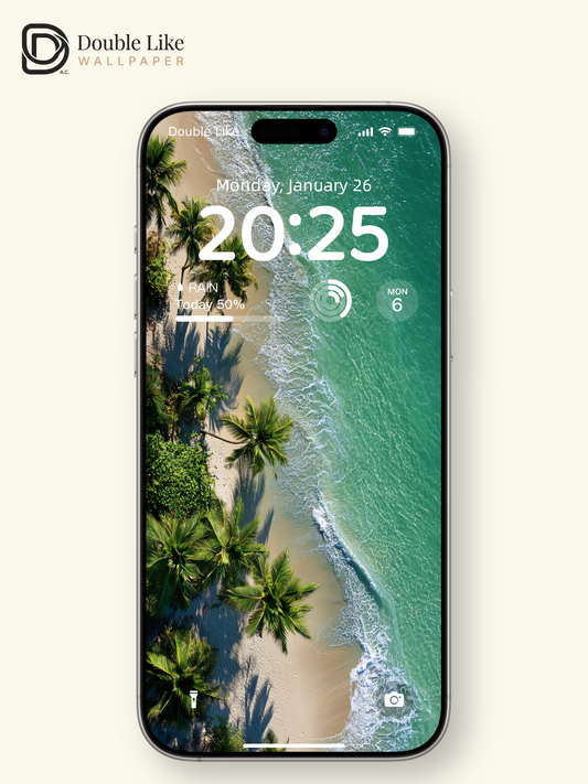 Aerial Tropical Beach Palm Trees Ocean Landscape Wallpaper Pack [#JJ1345]