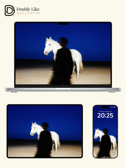 "Blue Hour Silhouette" White Horse Atmospheric Wallpaper Set [#LFHL30514]