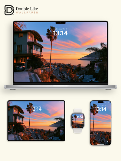 Malibu Coastal Sunset Golden Hour Aesthetic Wallpaper Pack [#JJ1364]