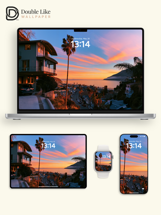Malibu Coastal Sunset Golden Hour Aesthetic Wallpaper Pack [#JJ1364]