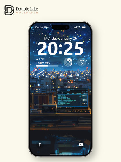 Cozy Starry Night Room Workspace Anime Aesthetic Wallpaper Pack [#WGF088]