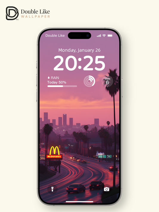 Cyberpunk Sunset Cityscape Palm Trees Aesthetic Wallpaper Pack [#ZJY132]