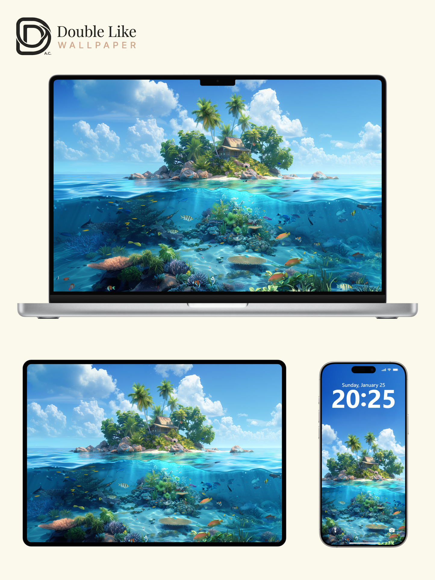 Tropical Island Underwater Coral Paradise Aesthetic Wallpaper Pack [#WGF030]