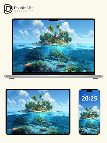 Tropical Island Underwater Coral Paradise Aesthetic Wallpaper Pack [#WGF030]