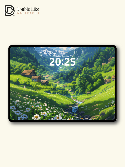Alpine Village Daisy Valley Anime Inspired Healing Wallpaper Pack [#WGF045]
