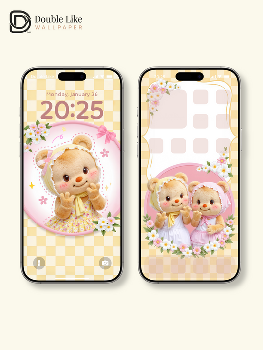 Butter Bear's Daisy Garden Letter | Cozy Healing Wallpaper Pack [#JJ132]