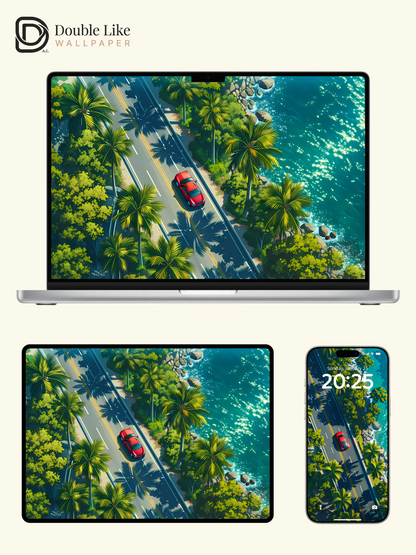 Aesthetic Coastal Drive Summer Road Trip Digital Art Wallpaper Pack [#LFHL1021]