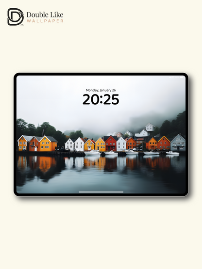Nordic Nordic Fjord Colorful Village Misty Lake Aesthetic Wallpaper Pack [#ZMY079]