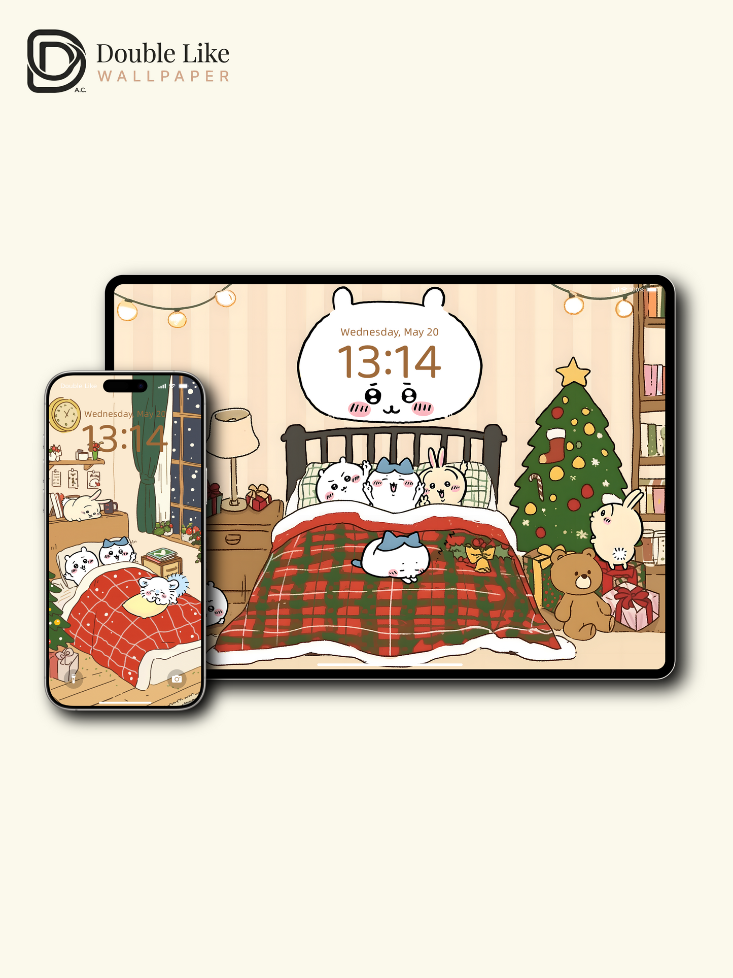 Cozy Christmas Night – Cute Animal Holiday Wallpaper Set  [#CKW318]